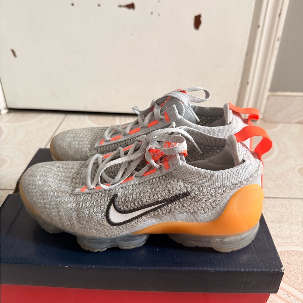 Nike Gray and Orange Mesh Sneakers for Athletes